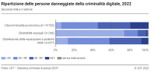 Ripartizione dell’età delle persone danneggiate secondo i settori della criminalità digitale