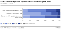 Ripartizione dell'età delle persone imputate secondo i settori della criminalità digitale