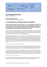 Les cambriolages au niveau précédant la pandémie