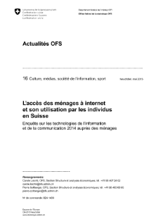 L'accès des ménages à internet et son utilisation par les individus en Suisse