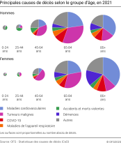 Principales causes de décès selon le groupe d'âge, en 2021