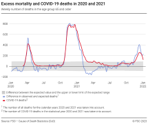 Excess mortality and COVID-19 deaths in 2020 and 2021