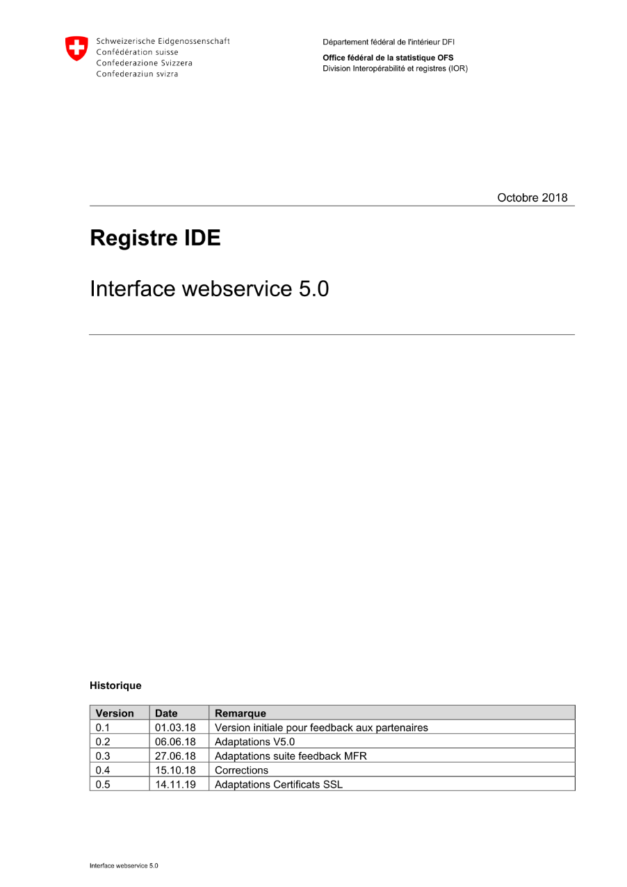 Spécifications Webservice