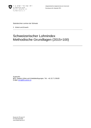 Statistik der Lohnentwicklung - Schweizerischer Lohnindex - Methodische Grundlagen (2015=100)