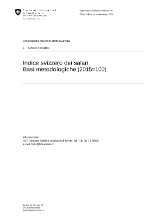 Statistica dell'evoluzione dei salari - Indice svizzero dei salari - Basi metodologiche (2015=100)