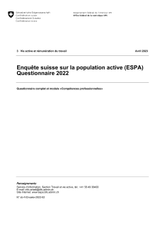 ESPA: Questionnaire 2022 - Questionnaire complet et module «Compétences professionnelles»