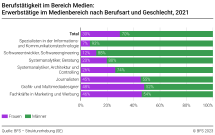Erwerbstätige im Medienbereich nach Berufsart und Geschlecht, 2021