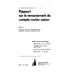 Rapport sur le remaniement du compte routier suisse - Groupe de travail interdépartemental,Office fédéral de la statistique