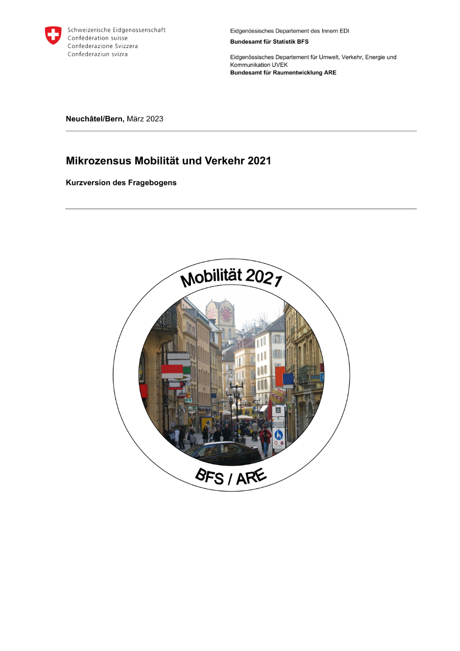 Mikrozensus Mobilität und Verkehr 2021: Kurzversion Fragebogen