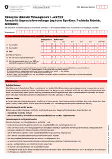 Leerwohnungszählung - Formular für Liegenschaftsverwaltungen, Treuhand-, Notariats- und Architekturbüros