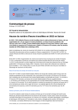 Hausse du nombre d'heures travaillées en 2022 en Suisse