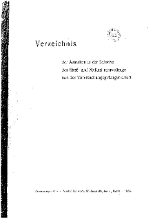 Martin Schwarz, Verzeichnis der Anstalten in der Schweiz des Straf- und Massnahmenvollzugs und der Untersuchungsgefangenschaft