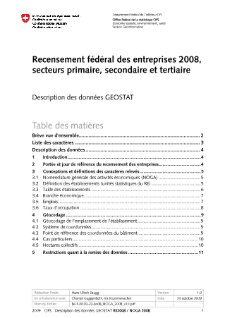 Recensement fédéral des entreprises, établissements et emplois, description: métainformation sur les géodonnées