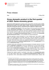Gross domestic product in the first quarter of 2023: swiss economy grows