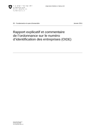 Rapport explicatif et commentaire de l'ordonnance sur le numéro d'identification des entreprises (OIDE)