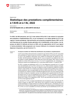 Statistique des prestations complémentaires à l'AVS et à l'AI, 2022