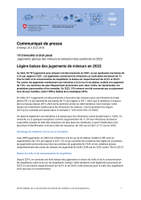 Légère baisse des jugements de mineurs en 2022