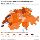 Population sans appartenance religieuse selon les cantons