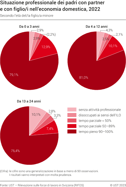 Situazione professionale dei padri con partner e con figlio/i nell'economia domestica