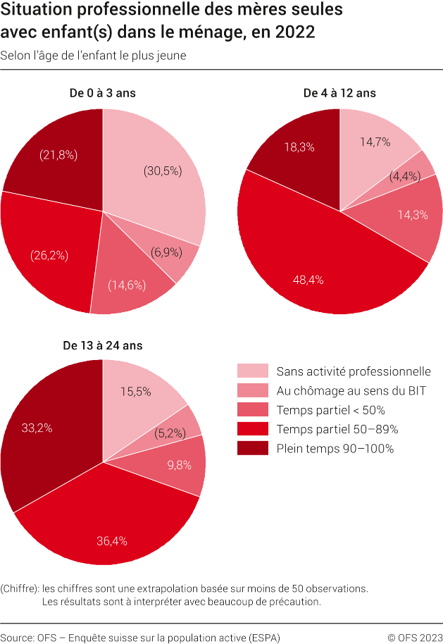 Situation professionnelle des mères seules avec enfant(s) dans le ménage