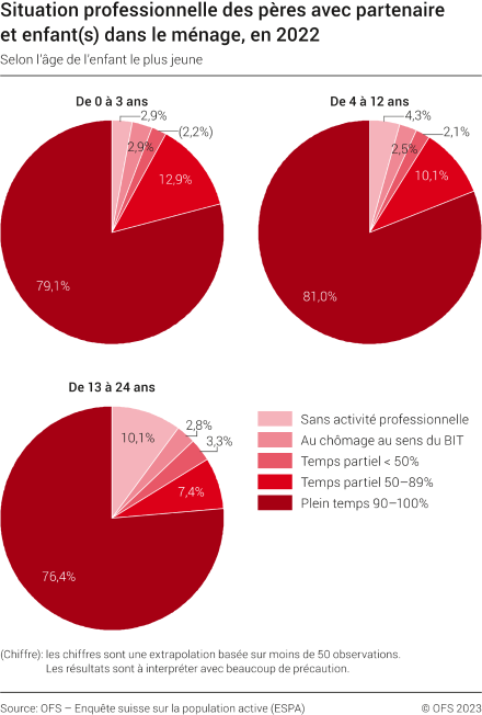 Situation professionnelle des pères avec partenaire et enfant(s) dans le ménage