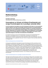 Grenzregionen zur Schweiz mit höheren Erwerbsquoten und weniger Erwerbslosigkeit als im jeweiligen nationalen Mittel