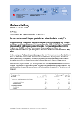 Produzenten- und Importpreisindex sinkt im Mai um 0,3%