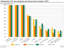 Infrastructure TIC des entreprises en Suisse selon le secteur