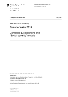 SLFS - Swiss Labour Force Survey: Questionnaire 2015 - Complete questionnaire and “Social security” module