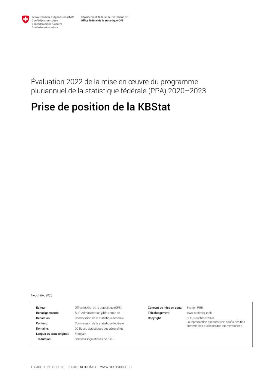Prise de position de la KBStat