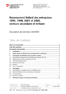 Recensements fédéraux des entreprises, établissements et emplois, description: métainformations sur les géodonnées