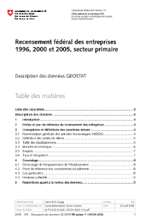 Recensements fédéraux des entreprises s1, établissements et emplois, description: métainformations sur les géodonnées