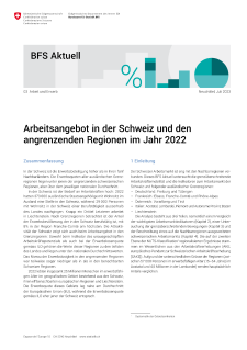 Arbeitsangebot in der Schweiz und den angrenzenden Regionen im Jahr 2022