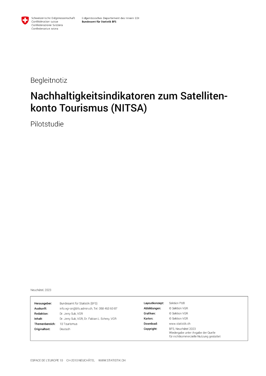 Nachhaltigkeitsindikatoren zum Satellitenkonto Tourismus (NITSA)