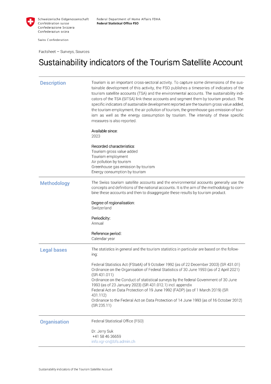 Sustainability Indicators of the Tourism Satellite Account