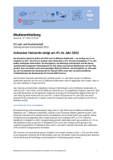 Schweizer Holzernte steigt um 4% im Jahr 2022