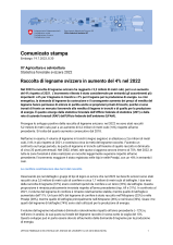 Raccolta di legname svizzero in aumento del 4% nel 2022