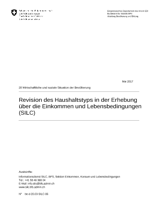 Revision der Haushaltstypen in der Erhebung SILC
