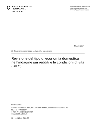 Revisione dei tipi di economia domestica nell'indagine SILC