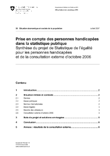 Prise en compte des personnes handicapées dans la statistique publique: synthèse