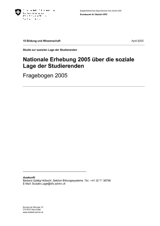 Fragebogen: Nationale Erhebung 2005 über die soziale Lage der Studierenden