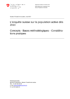 L'enquête suisse sur la population active dès 2010: Concepts - Bases méthodologiques - Considérations pratiques