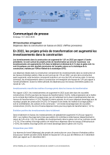 En 2022, les projets privés de transformation ont augmenté les investissements dans la construction