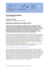 Vigoureuse croissance de l'emploi en 2021