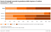 Quota di impieghi secondo la grandezza delle imprese e il settore economico