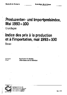 Indice des prix à la production et à l'importation, mai 1993 = 100. Bases.