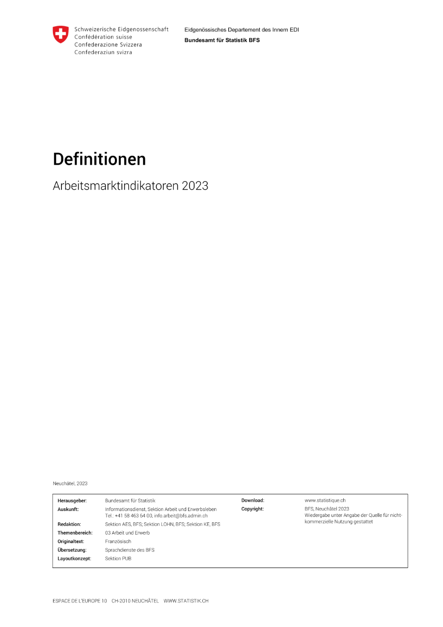 Arbeitsmarktindikatoren 2023 - Definitionen