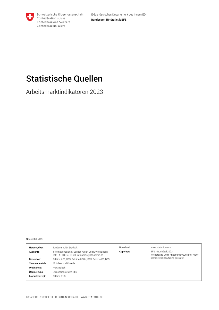 Arbeitsmarktindikatoren 2023 - Statistische Quellen