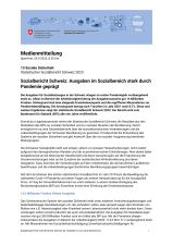 Sozialbericht Schweiz: Ausgaben im Sozialbereich stark durch Pandemie geprägt