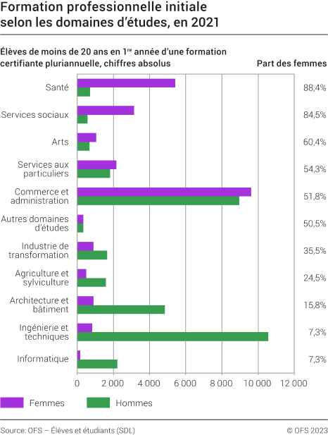 Formation professionnelle initiale selon les domaines d'études